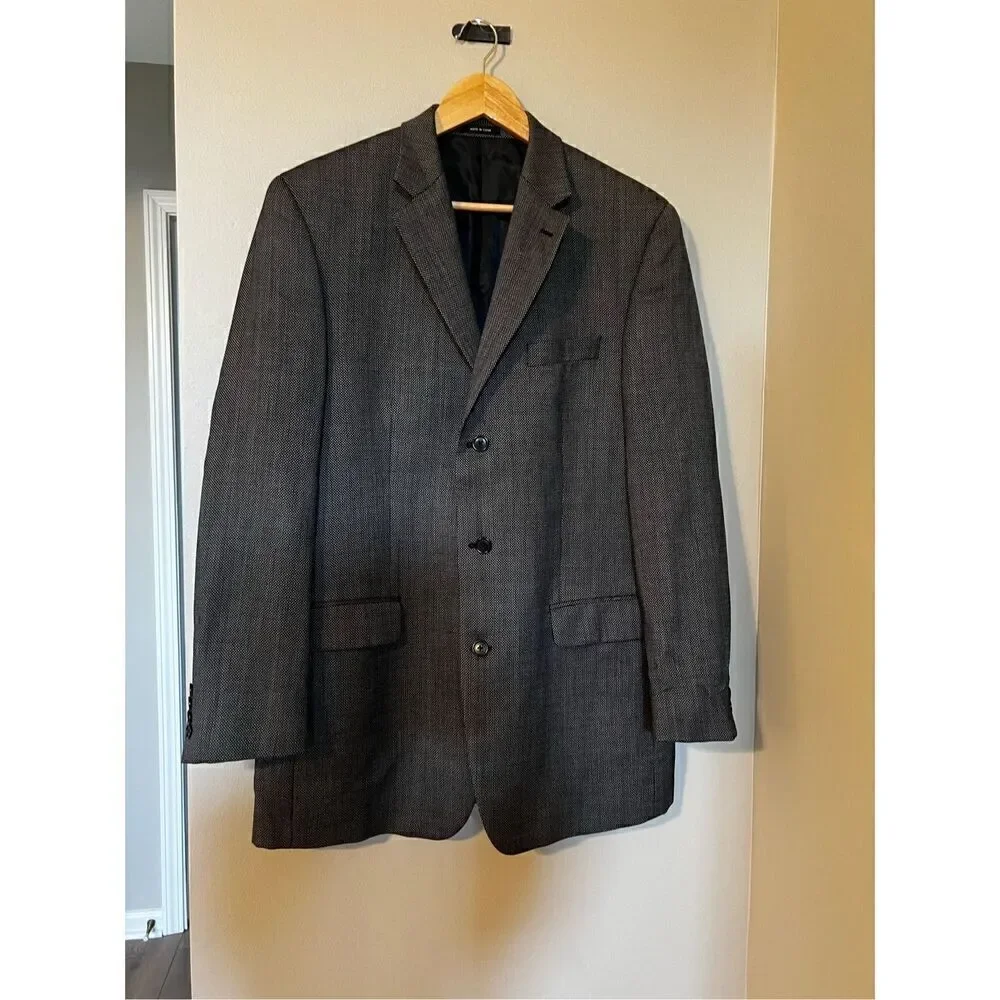 Calvin Klein Men’s Size 40L Sport Coat Grey Blazer Suit Jacker Three Button